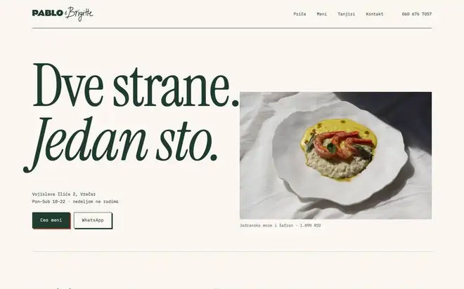 Predlog Bela karta: beo magazinski sajt sa velikim slovima